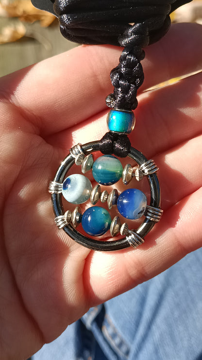 Blue Agate w/Mood Bead Sun Cross Fidget