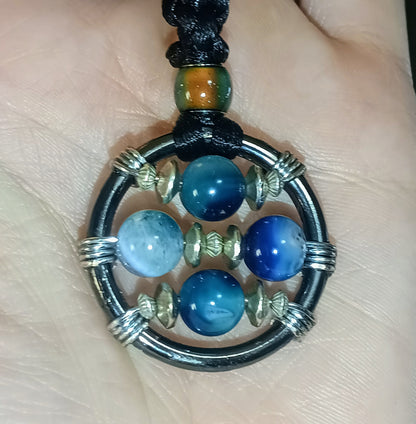 Blue Agate w/Mood Bead Sun Cross Fidget